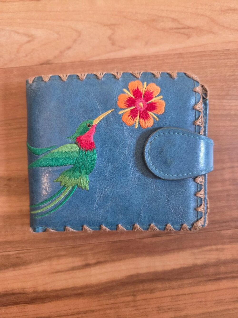 Lavishy Blue Vegan Leather Wallet Hummingbird Design